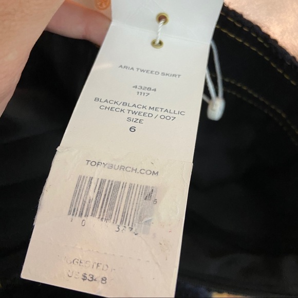 Tory Burch Aria Skirt Black Metallic Check Tweed - Picture 10 of 11